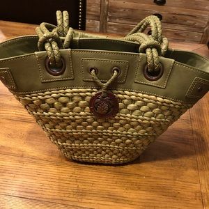 Tommy Bahama green straw tote